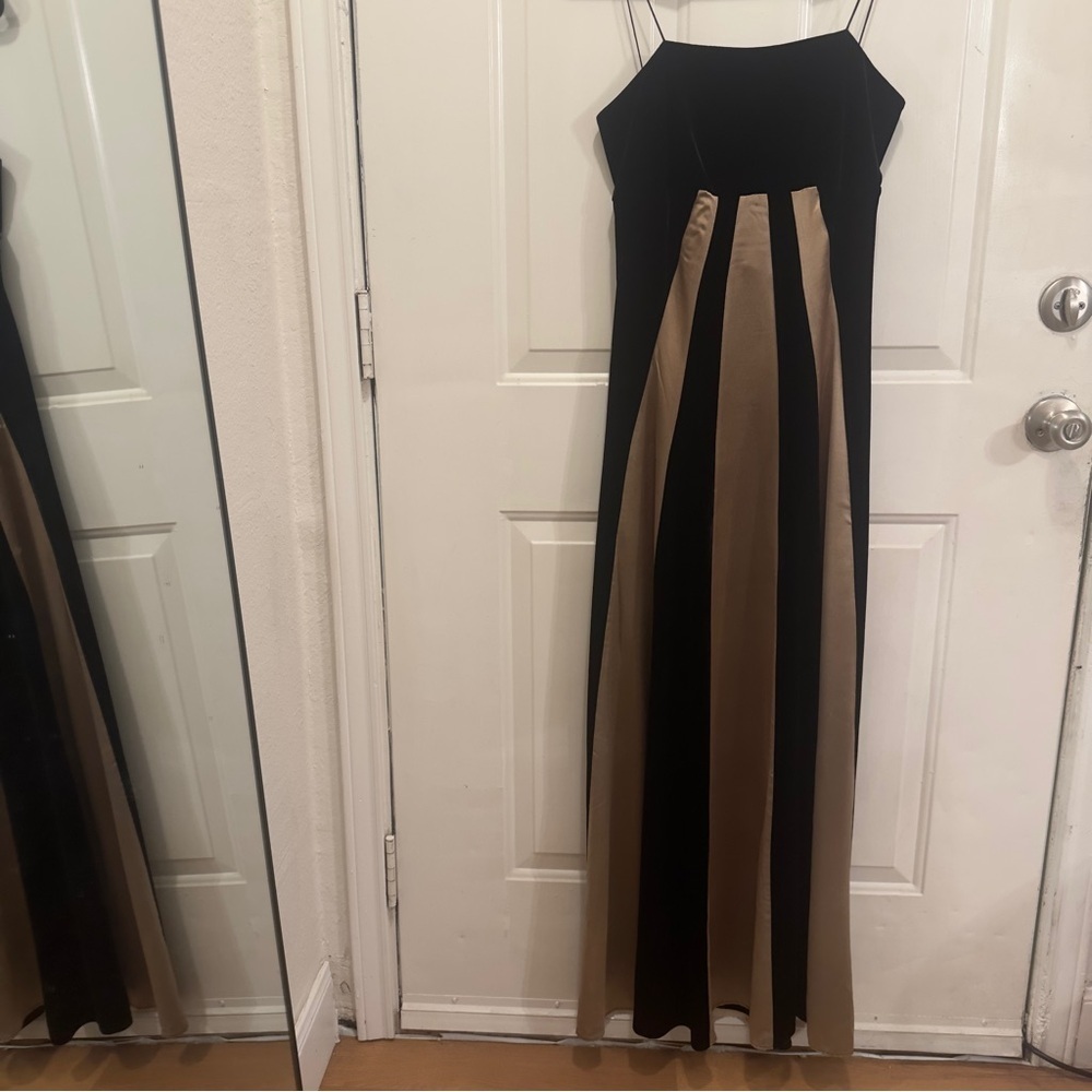 Unique Wedding Guest Black and Gold Gown